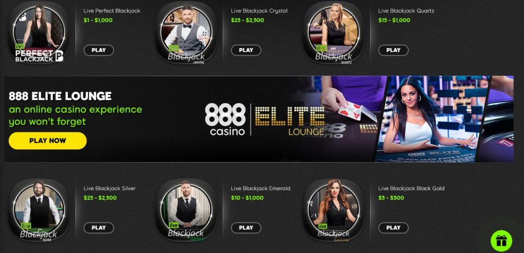 If you like live dealer games, you certainly won't be disappointed at the 888 Live Casino.