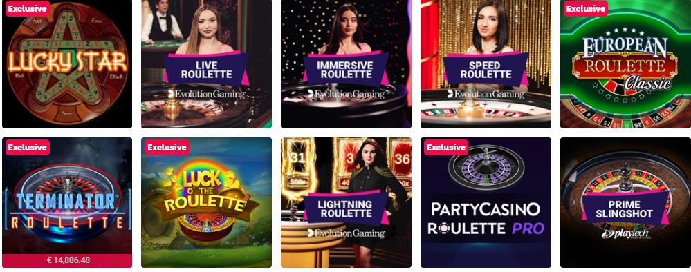 At PartyCasino you can find different games of Roulette