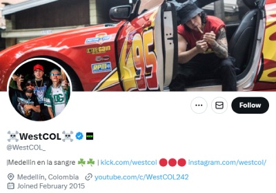 ©twitter.com/WestCOL_ | WestCOL uses X, or what is still remembered as Twitter, very actively, giving some great glimpses into his private life.
