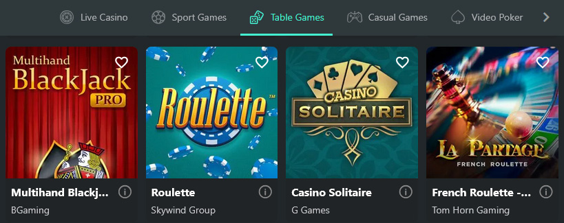 1Bet Table Games
