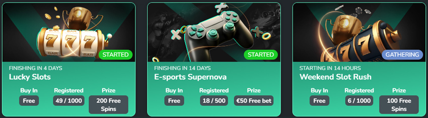 Tournaments at 1Bet casino.