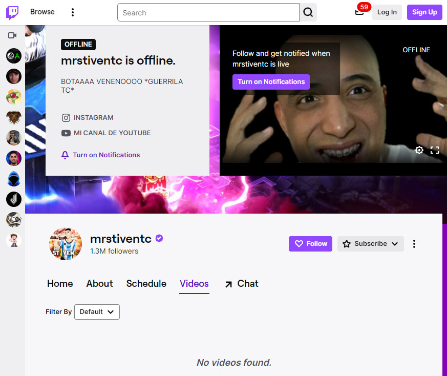 mrstiventc's once popular Twitch channel is now devoid of content.