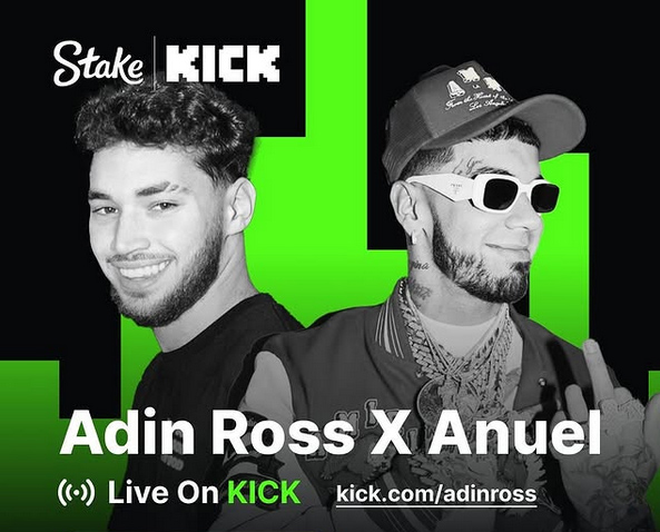 Adin Ross and Anuel AA hosted a live Stake streaming session in December 2023, on Adin's Kick channel.