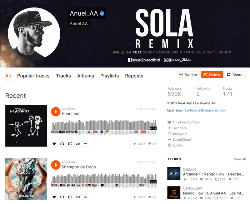 ©soundcloud.com/anuel2blea | On SoundCloud Anuel AA's music is generally tagged under the 'Latin Music' category