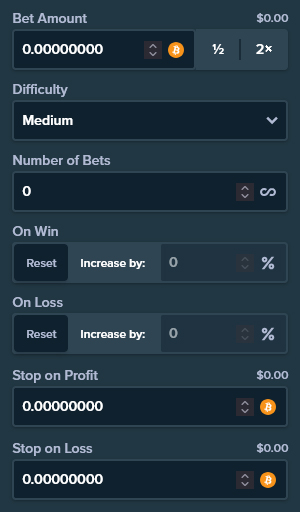 Auto Bet Settings for Stake Originals