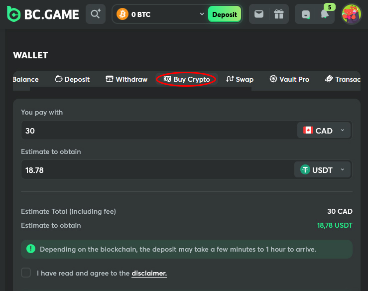 BC Game Buy Crypto