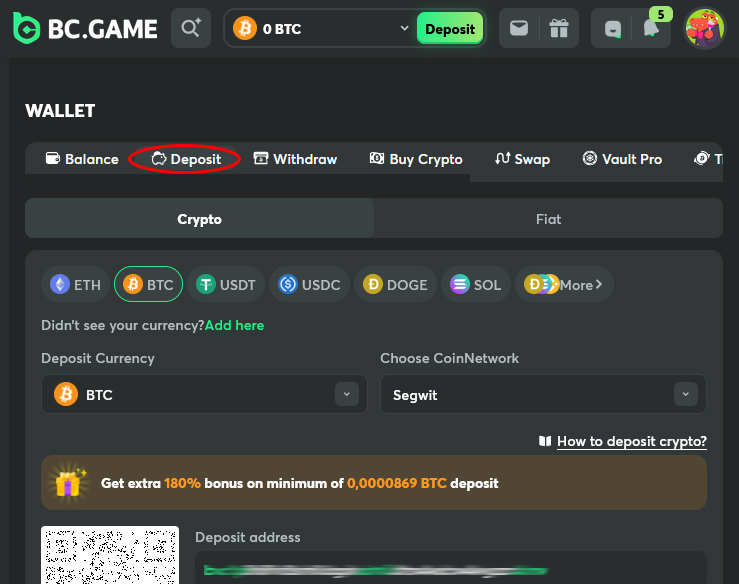 BC Game Deposit Crypto