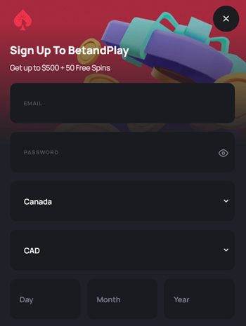 Betandplay sign up