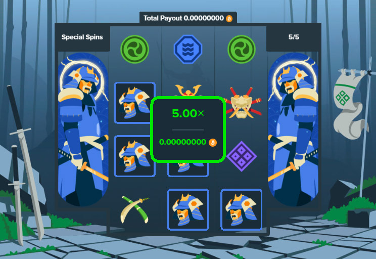 5 blue samurais will get you a multiplier of X5.