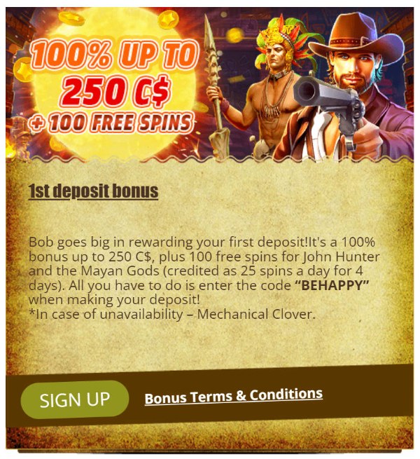 bob casino first bonus