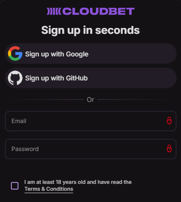 Cloudbet Sign Up