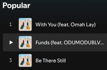 Screenshot of Davidos popular songs on Spotivy