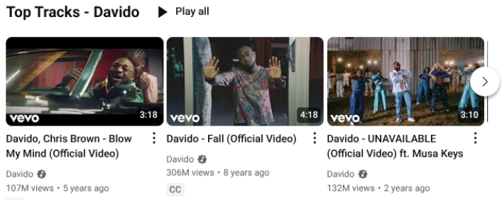 ©youtube.com/@DavidoOfficial | David's YouTube channel is the perfect place to enjoy his latest and greatest hits, as well as nostalgic classics.