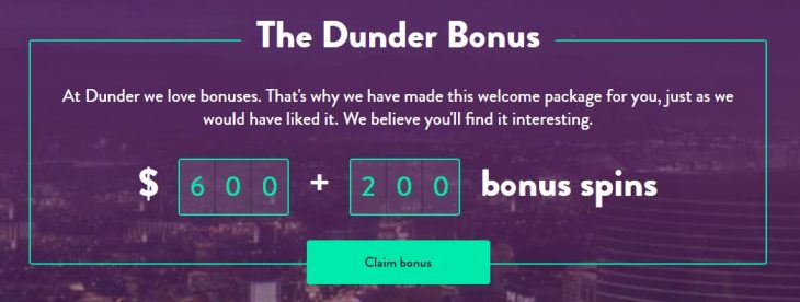 Dunder Canada Welcome Bonus