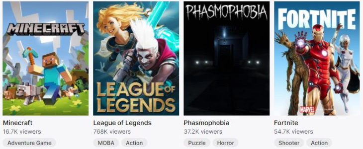 Gaming channels on Twitch