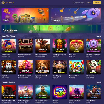 Schermata del sito Roobet