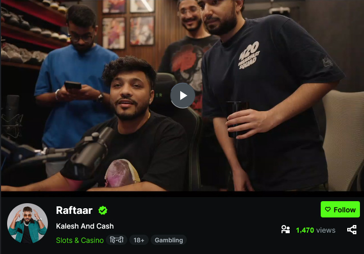 Like many casino streamers, Raftaar has made his sessions a communal affair, highlighting the social aspect with fun friends gathered 'round to keep the entertainment factor high.