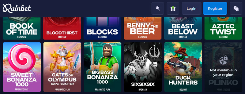 Tonnes of exciting slots are instantly accessible at Rainbet, with local availability made clear.