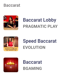 Roobet List of Baccarat Games