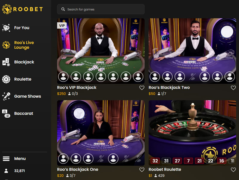 Are you looking for low stakes or high roller live games? Roobet makes the picking easy.