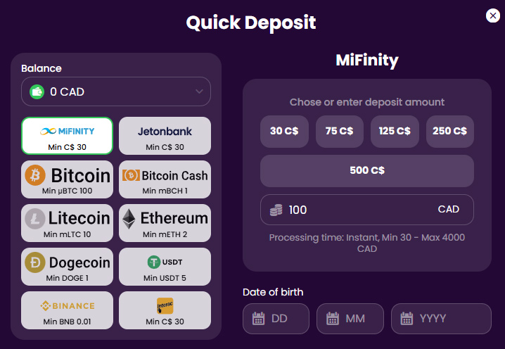 Making a deposit