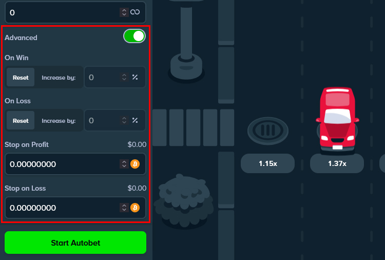 Stake Chicken Autobet Advanced Settings