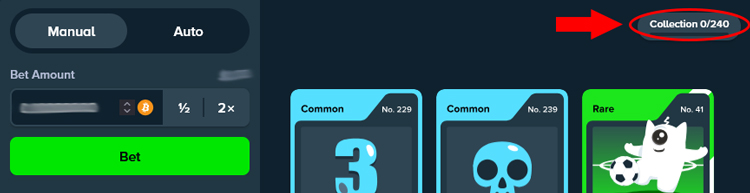 Add new cards to your Stake collection as you play. Once added they'll still be there, even the next time you log in.