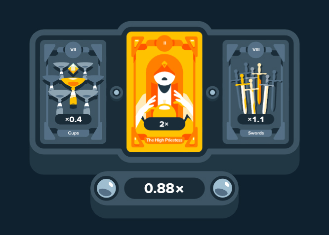 The final multiplier is determined by the three card multipliers